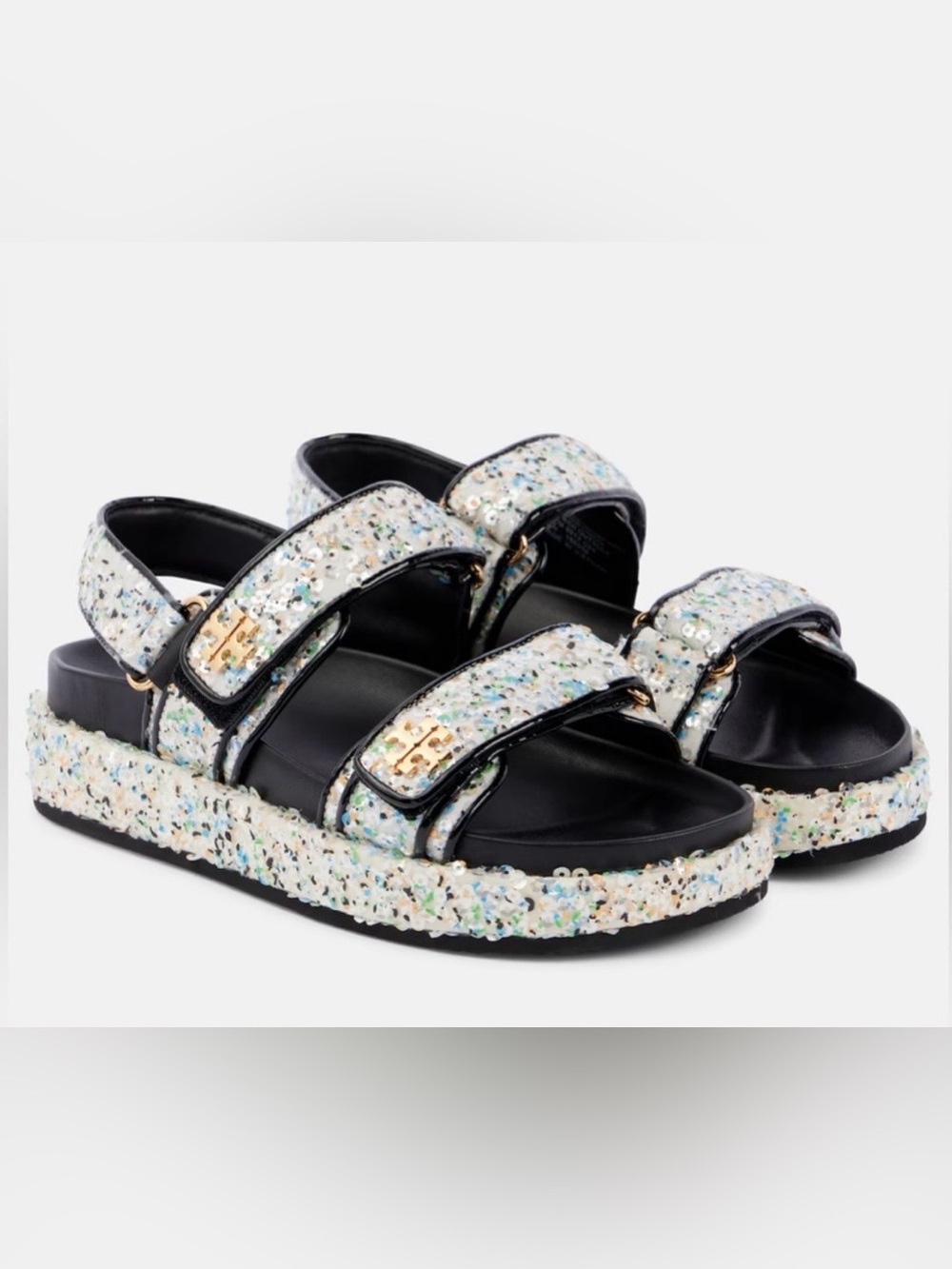 Tory Burch Kira Sport Sandals In Sequined 
Leather Multicolor Size: 8.5M